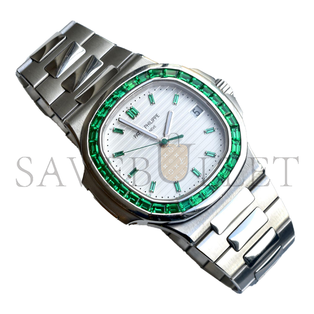 PATEK PHILIPPE EMERALD NAUTILUS WATCH 5711P